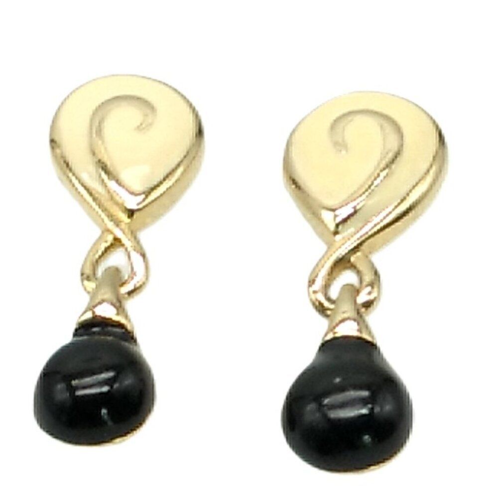 Retro Swirl Black Cream Gold  Swirl Post Earrings NWOT